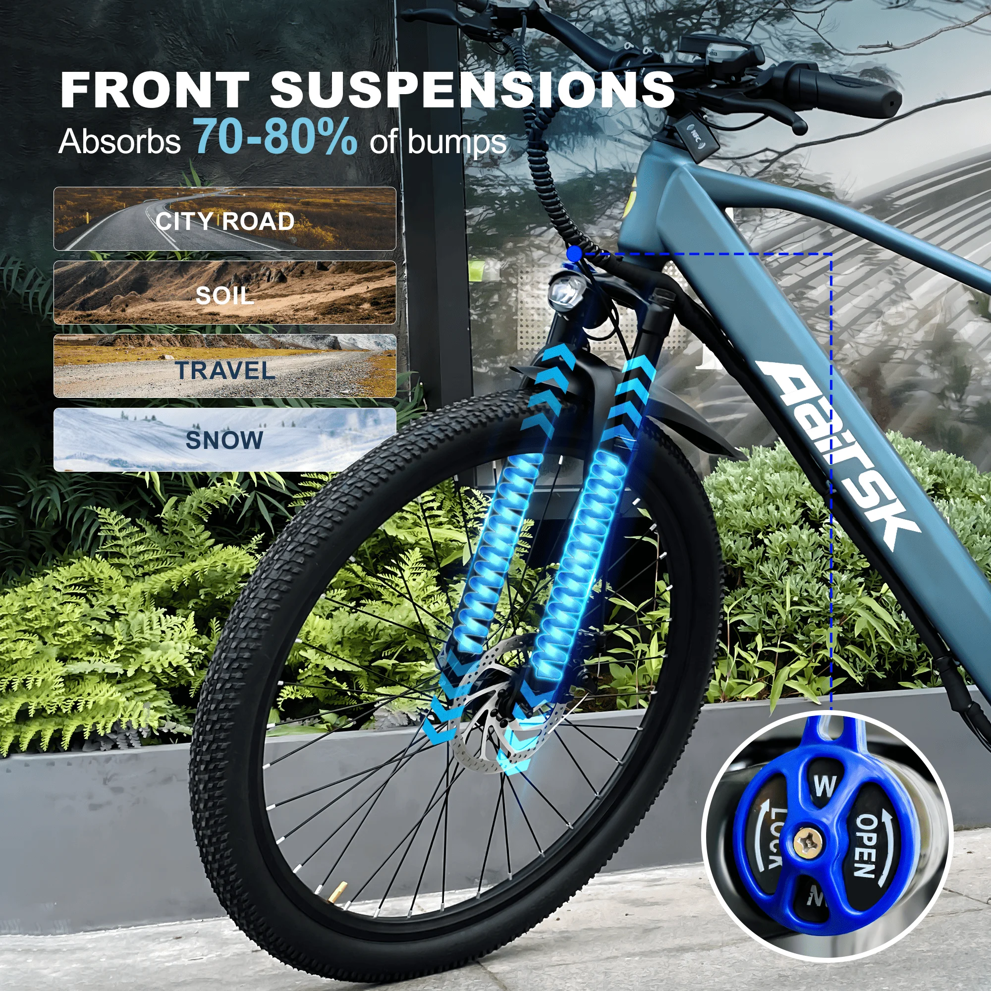 Aairsk GT900 26″ Electric Bike 400W (750W Peak) 25MPH, 40 Miles Kf Sa97ba38f3bc6477dab765221ccb6c972i