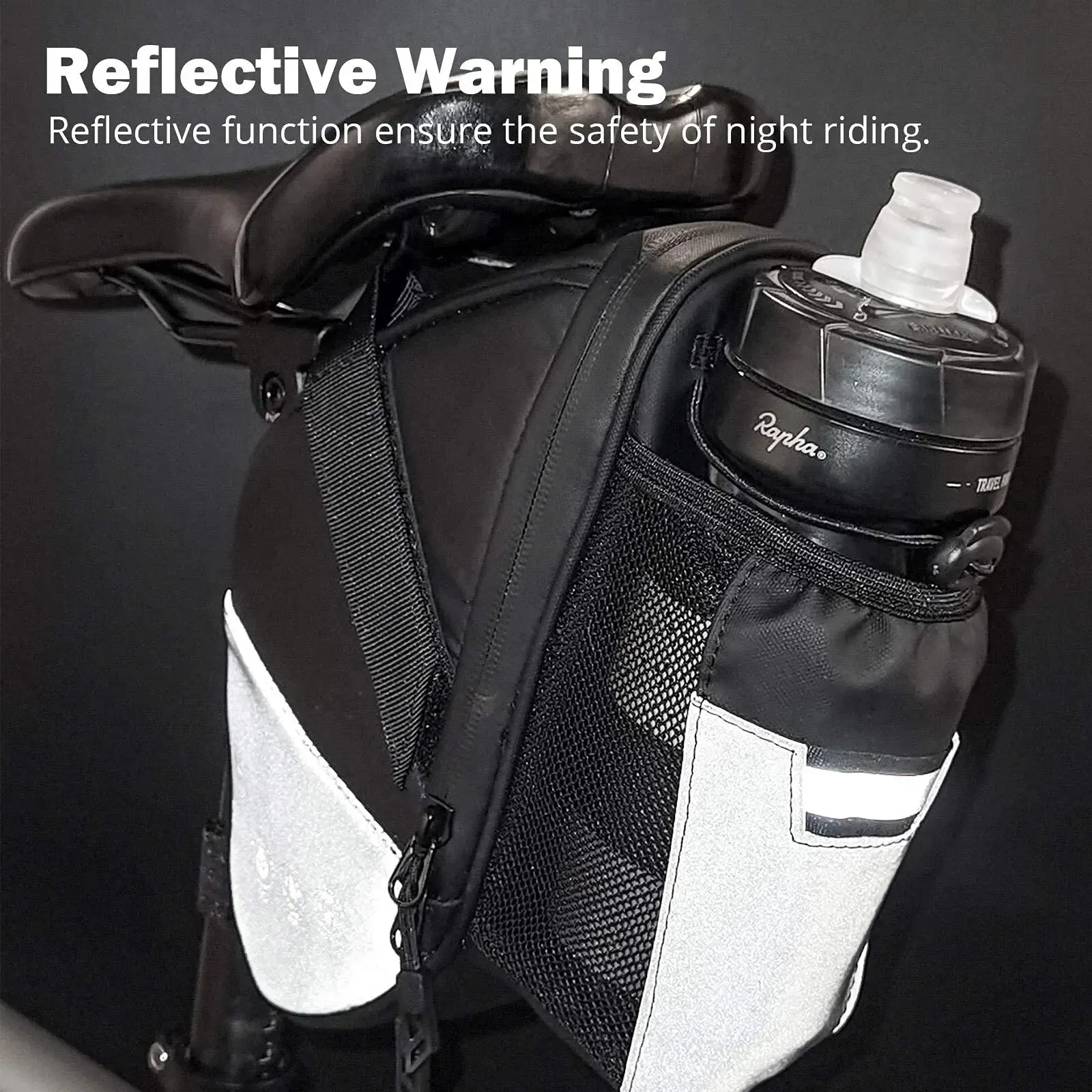 Waterproof Bike Saddle Bag 1.5L with Bottle Pocket & Reflective Strip Kf Sad1cc1bc98c34311802f5274ea40995ex