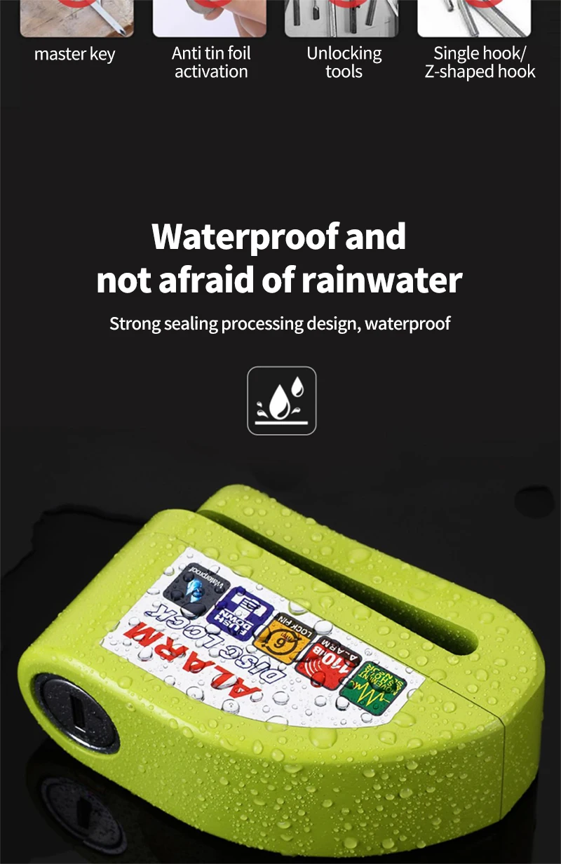 Motorcycle & Bicycle Disc Brake Anti-Theft Lock with Alarm – C2223 Kf Sc62d53e2e9bf49d59e6a5a8ee15987716