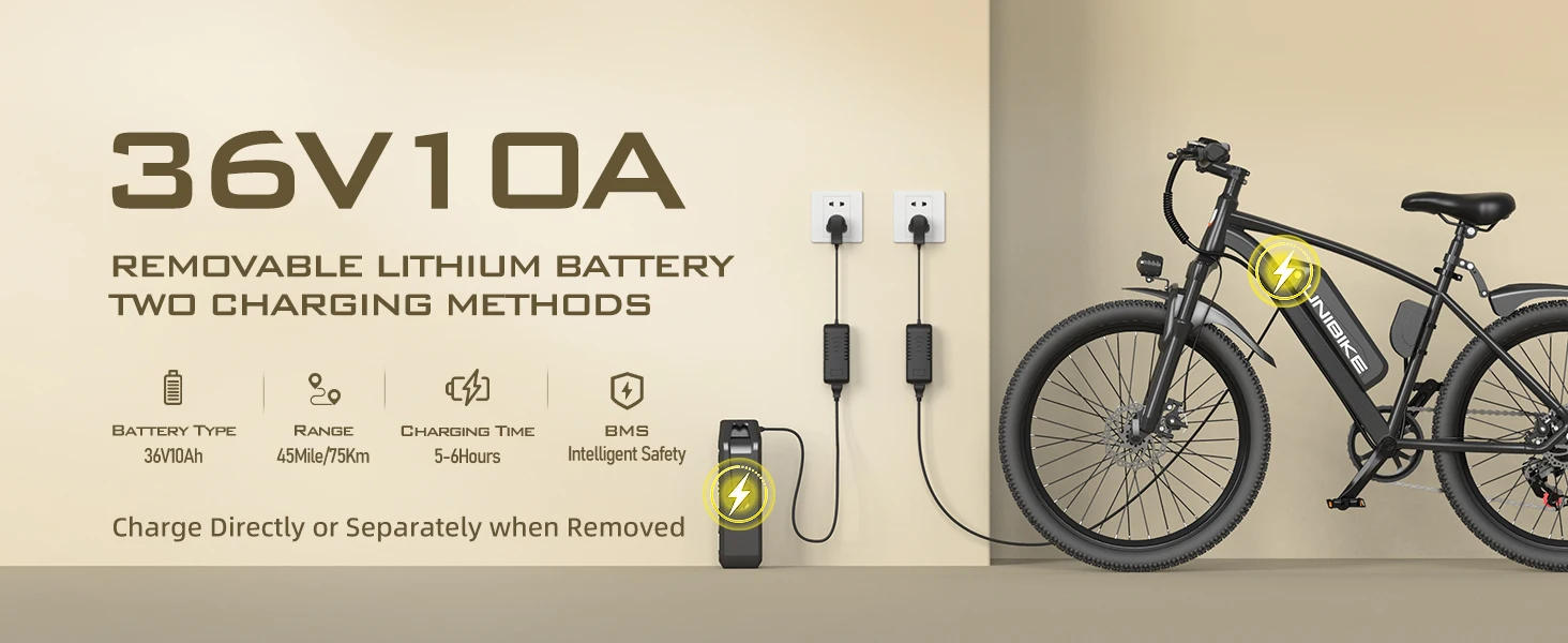 Aairsk Q7 26″ Electric Bike 400W (750W Peak) Commuter E-Bike 48 Miles Range Aairsk Q7 electric mountain commuter e-bike with 7 speed gears