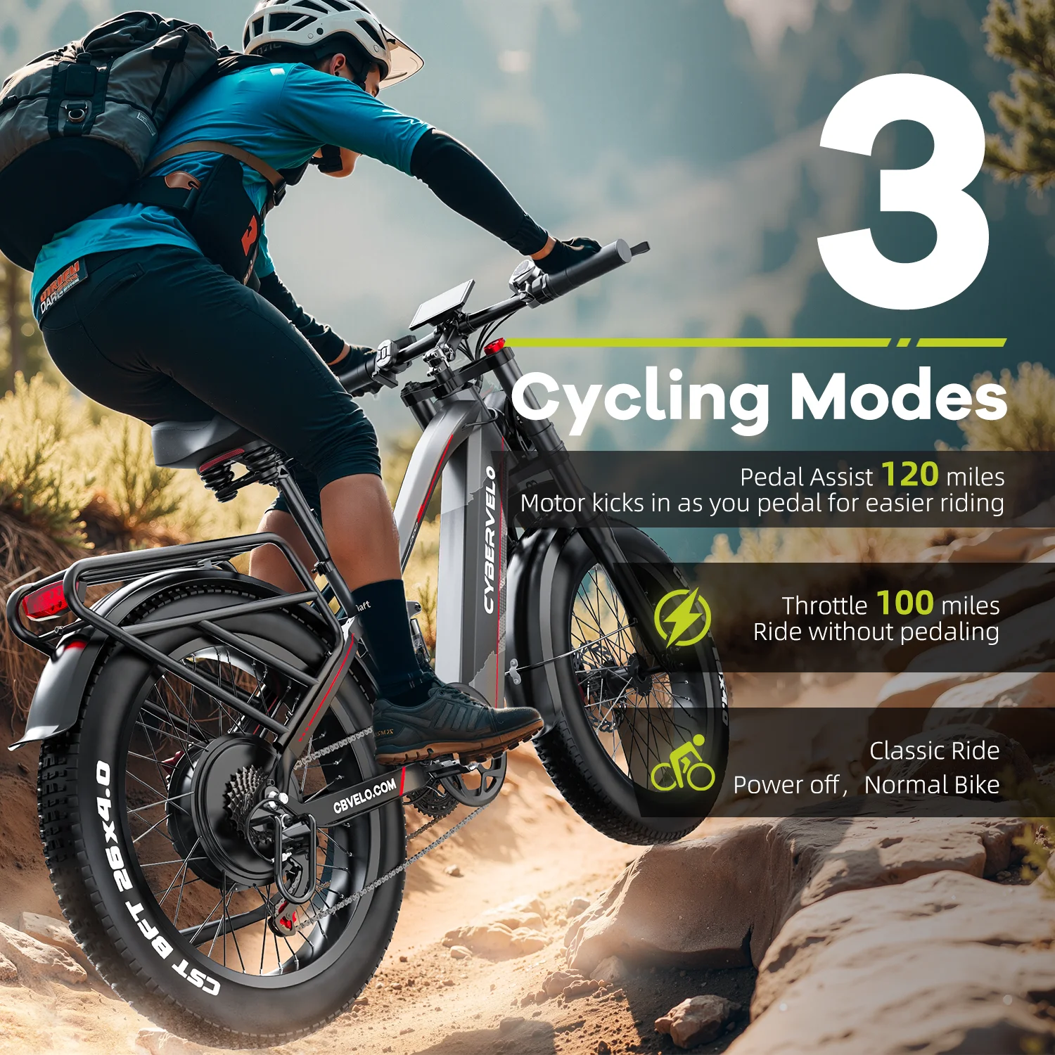 CYBERVELO EK9 5000W Fat Tire Electric Bike 52V 40Ah High Performance 5000W Off Road E-Bike