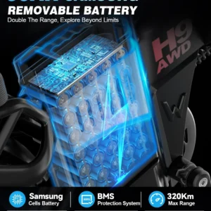 ebike h9 awd city electric bicycle 2000w folding 60ah ebike 20*4.0" fat tire mountain multiple shock absorption all terrain bike