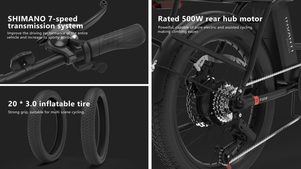 invanti tide2 20" folding electric bike 500w motor 48v 10.4ah battery black invanti tide2 20" folding electric bike 500w motor 48v 10.4ah battery black