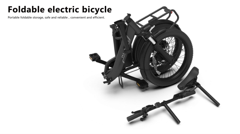 Rear rack and folded frame of INVANTI TIDE2 e-bike