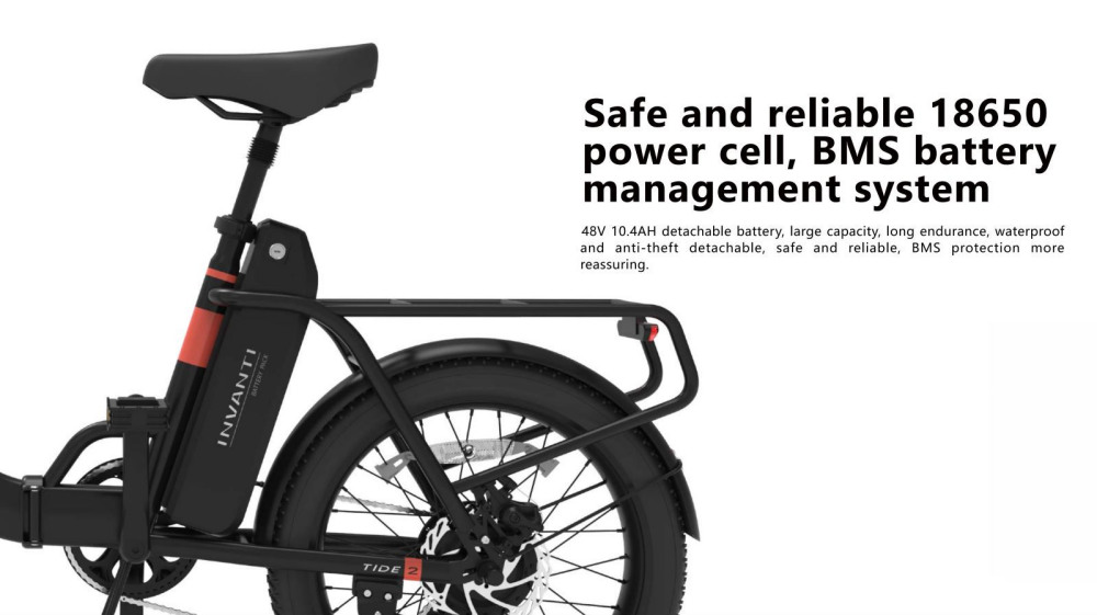 INVANTI TIDE2 20" Folding Electric Bike 500W Motor 48V 10.4Ah Battery - black S Files 1 0627 2532 4996 Files EB11 7 1