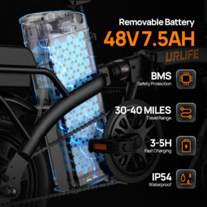 urlife f1l 14“ folding electric bike 500w peak motor 48v 7.5ah battery (us edition)